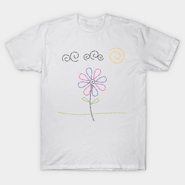 Dotted Line Daisy T-Shirt by ATG Designs